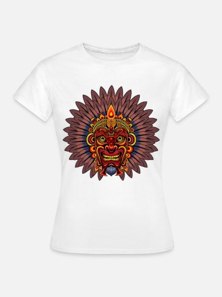 Aztekischer Krieger Mächtige Stammesmaske - Frauen T-Shirt - Weiß