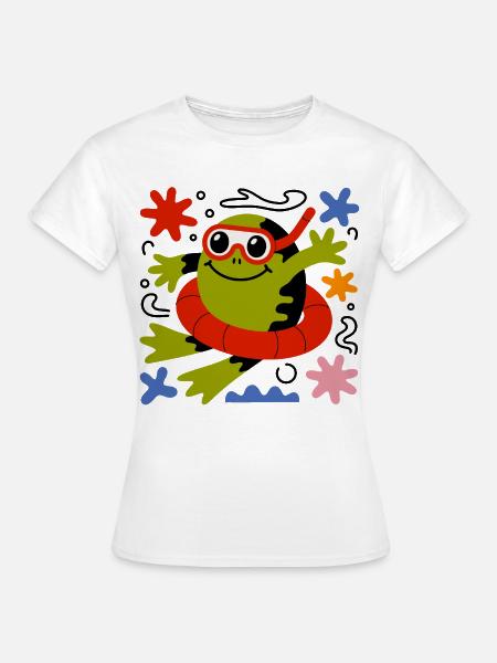Cartoon Frosch Taucher - Frauen T-Shirt - Weiß