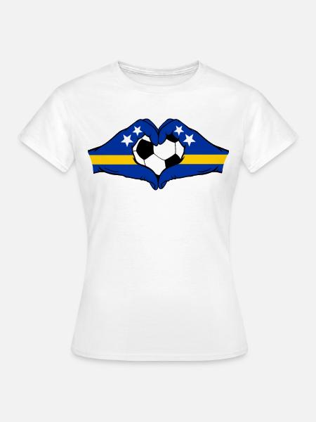 Curacao Flagge Hände Herzform - Frauen T-Shirt - Weiß