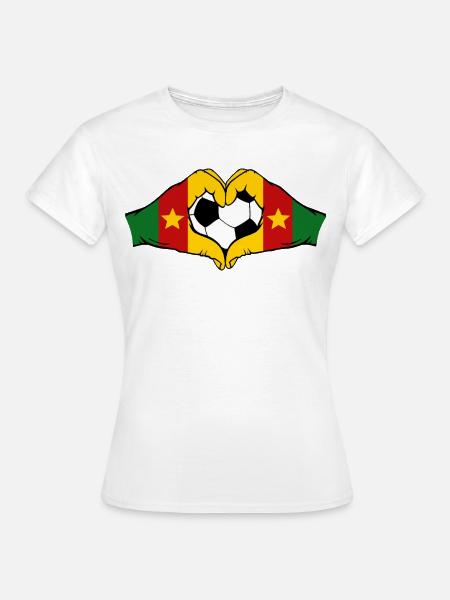 Kamerun Flagge Hände Herzform - Frauen T-Shirt - Weiß
