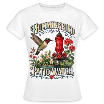 HUMMINGBIRD PATIO WATCH - Frauen T-Shirt - Weiß - Vorne - AI Model Female 172 dark (172cm)