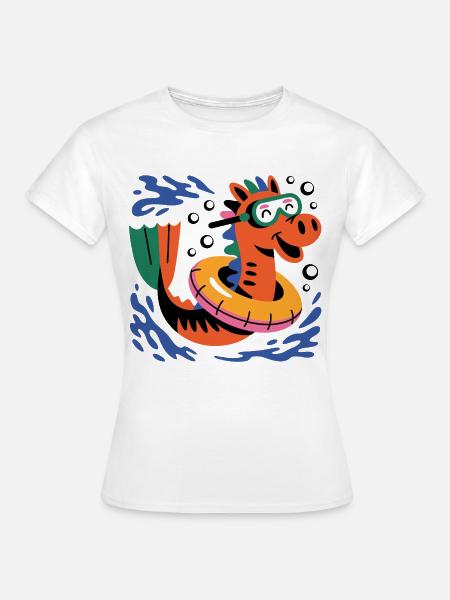 Lustiges Seepferd - Frauen T-Shirt - Weiß