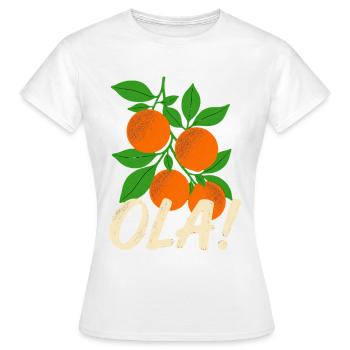 Olá Retro Orange Plants Holiday Greeting - Women's T-Shirt - white - Front - AI Model Female 172 dark (172cm)