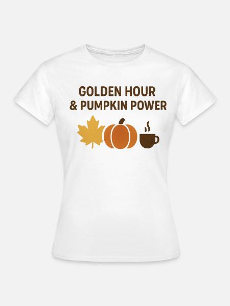 Goldene Stunde & Kürbispower - Frauen T-Shirt - Weiß