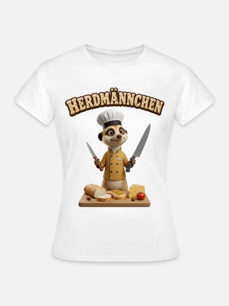 Ein lustiges Erdmännchen als Koch Herdmännchen - Frauen T-Shirt - Weiß