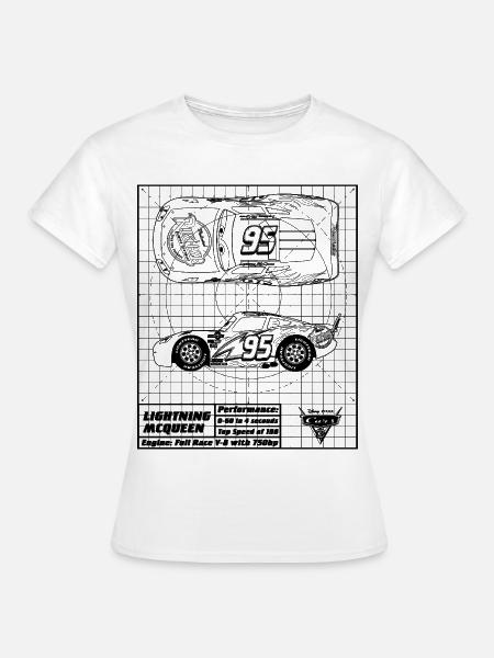 Cars Lightning McQueen Blueprint Schwarz - Frauen T-Shirt - Weiß