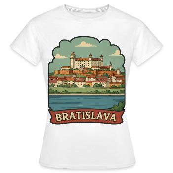 Bratislava Castle Slovakia Retro Travel Sticker - Women's T-Shirt - white - Front - AI Model Female 172 dark (172cm)