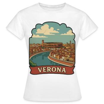 Verona Arena Italy Retro Travel Badge Sticker - Women's T-Shirt - white - Front - AI Model Female 172 dark (172cm)