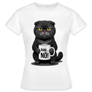 Miau Mug Ähm Nein lustige und böse schwarze Katze - Frauen T-Shirt - Weiß - Vorne - AI Model Female 172 dark (172cm)