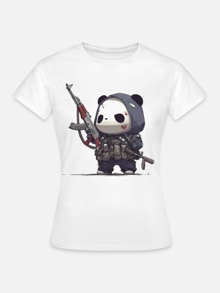 Kampf Panda im Taktik-Outfit - Frauen T-Shirt - Weiß