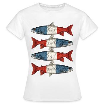 Frankreich Flagge Forellen Vintage-Fisch - Frauen T-Shirt - Weiß - Vorne - AI Model Female 172 dark (172cm)