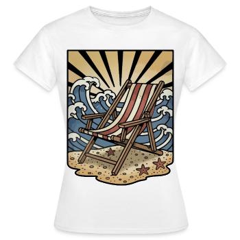 Strandstuhl Sonnenliege Wellen Retro - Frauen T-Shirt - Weiß - Vorne - AI Model Female 172 dark (172cm)