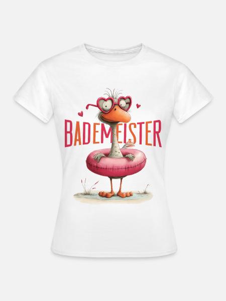 Bademeister Lustiger Vogel mit Schwimmring - Frauen T-Shirt - Weiß
