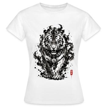 Japan Ink Tiger Guardian - Frauen T-Shirt - Weiß - Vorne - AI Model Female 172 dark (172cm)