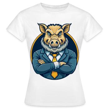 Logo clipart de personnage de personnage de dessin animé mascotte Boar Kawaii - T-shirt Femme - blanc - Devant - AI Model Female 172 dark (172cm)