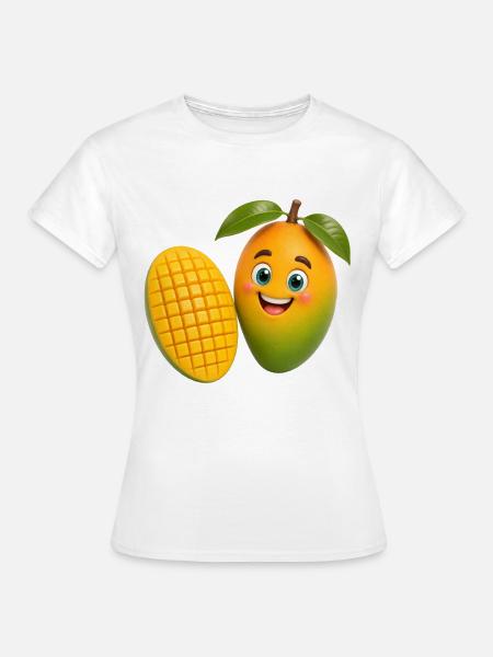 Fröhlicher Mango Mascot Obst Frucht - Frauen T-Shirt - Weiß