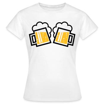 2 Bayrische Bierkrüge Prosten (Bier Maßkrüge / 2C) - Frauen T-Shirt - Weiß - Vorne - AI Model Female 172 dark (172cm)