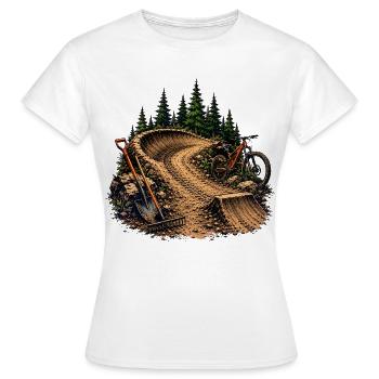 MTB Trailbau Schaufel Wald Bike Volunteer Trailwor - Frauen T-Shirt - Weiß - Vorne - AI Model Female 172 dark (172cm)