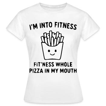 Je suis passionné de fitness – Un drôle de phrase de fast-food et de salle de sport - T-shirt Femme - blanc - Devant - AI Model Female 172 dark (172cm)