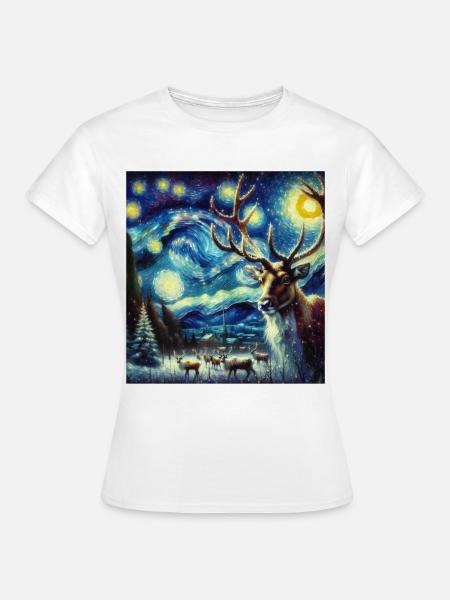 Rentier Starry Night - Frauen T-Shirt - Weiß