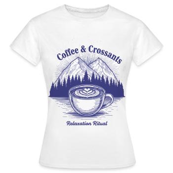 Petit-déjeuner Café Crossants Rituel de relaxation Drôle - T-shirt Femme - blanc - Devant - AI Model Female 172 dark (172cm)