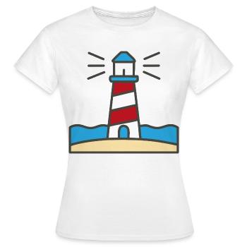 Leuchtturm am Meer  - Frauen T-Shirt - Weiß - Vorne - AI Model Female 172 dark (172cm)