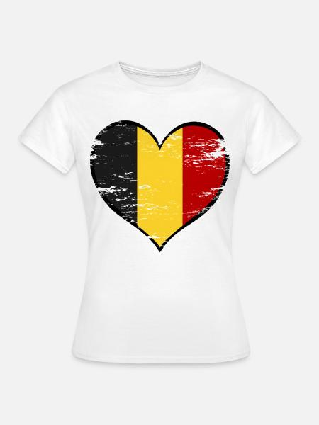 Belgien Herzflagge used - Frauen T-Shirt - Weiß