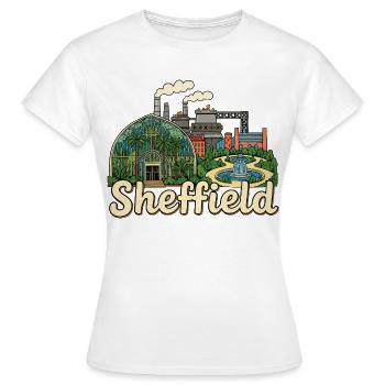 Sheffield Winter Garden Steel City Retro-Abzeichen - Frauen T-Shirt - Weiß - Vorne - AI Model Female 172 dark (172cm)
