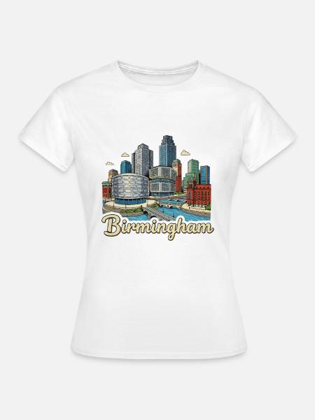 Birmingham Canal Skyline Retro Handgezeichnetes Abzeichen - Frauen T-Shirt - Weiß