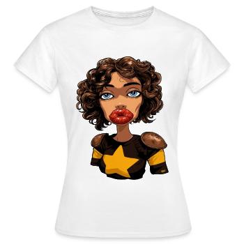 Star Hero Woman Comic Cartoon Pop Art - Frauen T-Shirt - Weiß - Vorne - AI Model Female 172 dark (172cm)