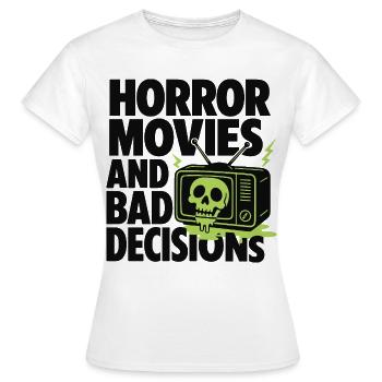 Films d’horreur et mauvaises décisions - T-shirt Femme - blanc - Devant - AI Model Female 172 dark (172cm)