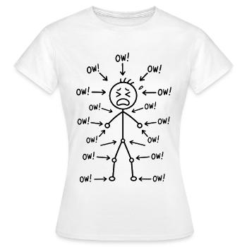 Aua, ich habe überall Schmerzen | Humor Rückenschmerzen Körper - Frauen T-Shirt - Weiß - Vorne - AI Model Female 172 dark (172cm)