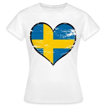 Drapeau du cœur de la Suède utilisé - T-shirt Femme - blanc - Devant - AI Model Female 172 dark (172cm)