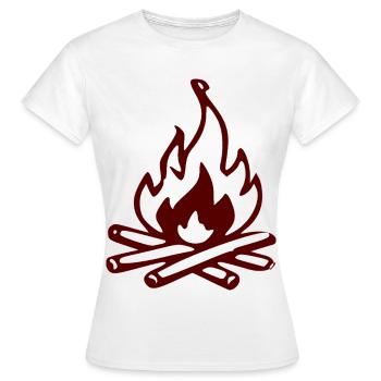 Silhouette Feu de camp rouge - T-shirt Femme - blanc - Devant - AI Model Female 172 dark (172cm)