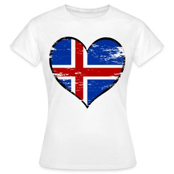 Drapeau du cœur islandais utilisé - T-shirt Femme - blanc - Devant - AI Model Female 172 dark (172cm)