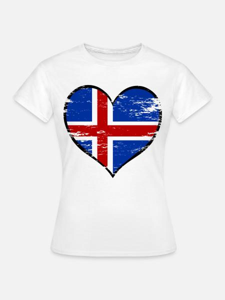 Island Herzflagge used - Frauen T-Shirt - Weiß