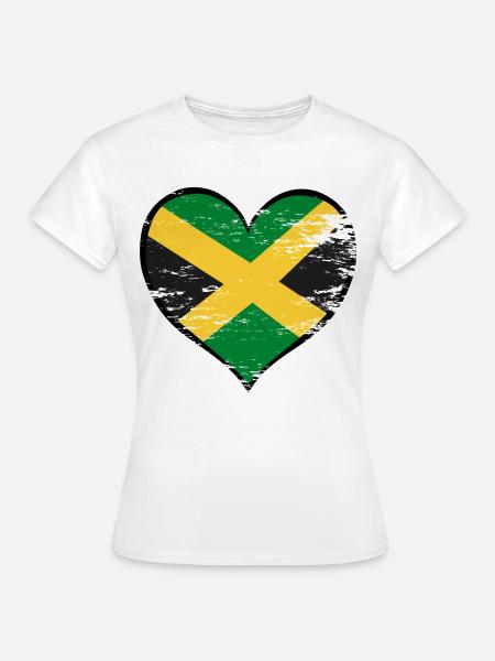 Jamaika_Herzflagge_used - Frauen T-Shirt - Weiß