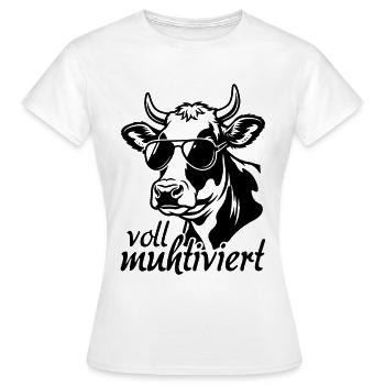 Voll Muhtviert Kuh mit Sonnenbrille - Frauen T-Shirt - Weiß - Vorne - AI Model Female 172 dark (172cm)