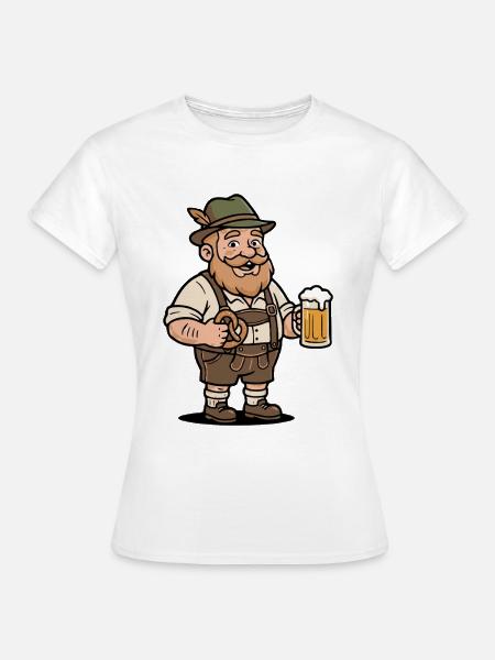 Bayern Lederhose Bier mit Brezel - Frauen T-Shirt - Weiß