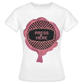 Fart Pillow Press Here - Women's T-Shirt - white - Front - AI Model Female 172 dark (172cm)