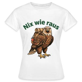 Nix wie raus Natur Abenteuer Adler - Frauen T-Shirt - Weiß - Vorne - AI Model Female 172 dark (172cm)