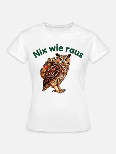 Eule mit Rucksack - Frauen T-Shirt - Weiß