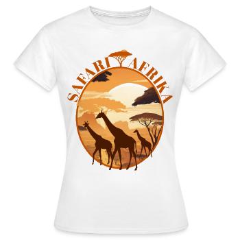 Silhouette des girafes au coucher de soleil de Savannah - T-shirt Femme - blanc - Devant - AI Model Female 172 dark (172cm)