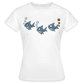 Trio de Requins Drôles - T-shirt Femme - blanc - Devant - AI Model Female 172 dark (172cm)