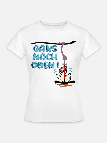 Skilift - Gans Oben - Frauen T-Shirt - Weiß