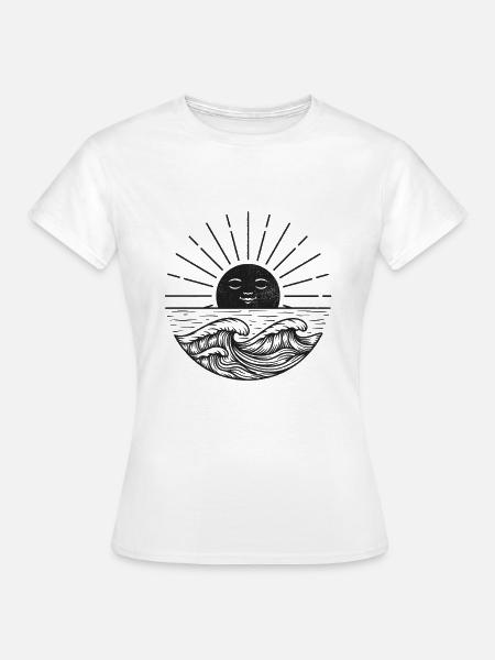 Mondsonne über Wellen - Frauen T-Shirt - Weiß