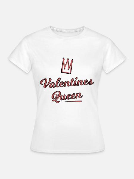 Valentines Queen Script Crown - Frauen T-Shirt - Weiß