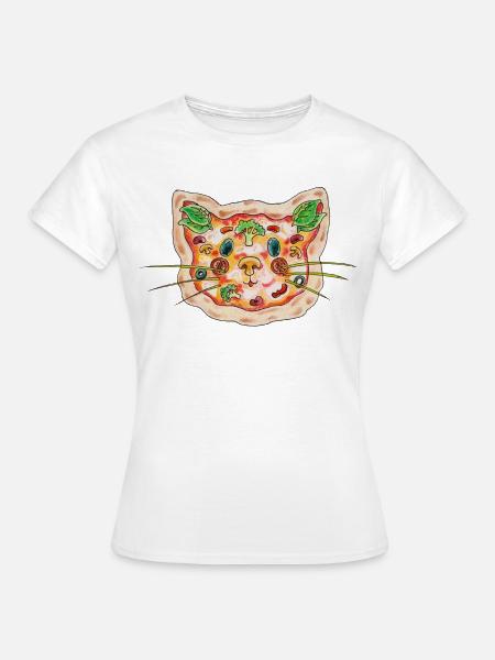 Pizza Katze - Frauen T-Shirt - Weiß