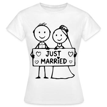 Un couple de mariage de dessins animés vient de se marier noir - T-shirt Femme - blanc - Devant - AI Model Female 172 dark (172cm)