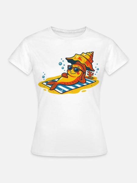 Fisch beim Sonnenbaden - Frauen T-Shirt - Weiß